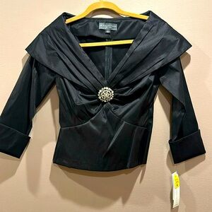 KM Collections by Milla Bell Black Satin Top